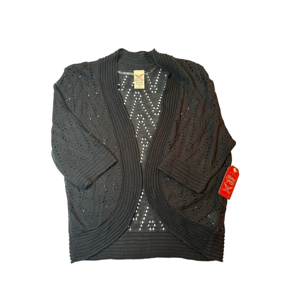 Faded Glory Black Open Front Knit Cardigan Sweater Women’s M (8–10) NWT